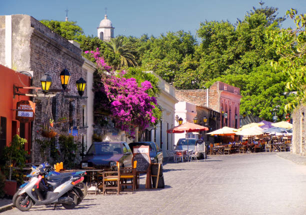 Old town street in Colonia del Sacramento, Uruguay.